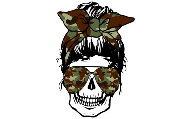 Skull Mom with Camouflage Sublimation Graphics for Crafts